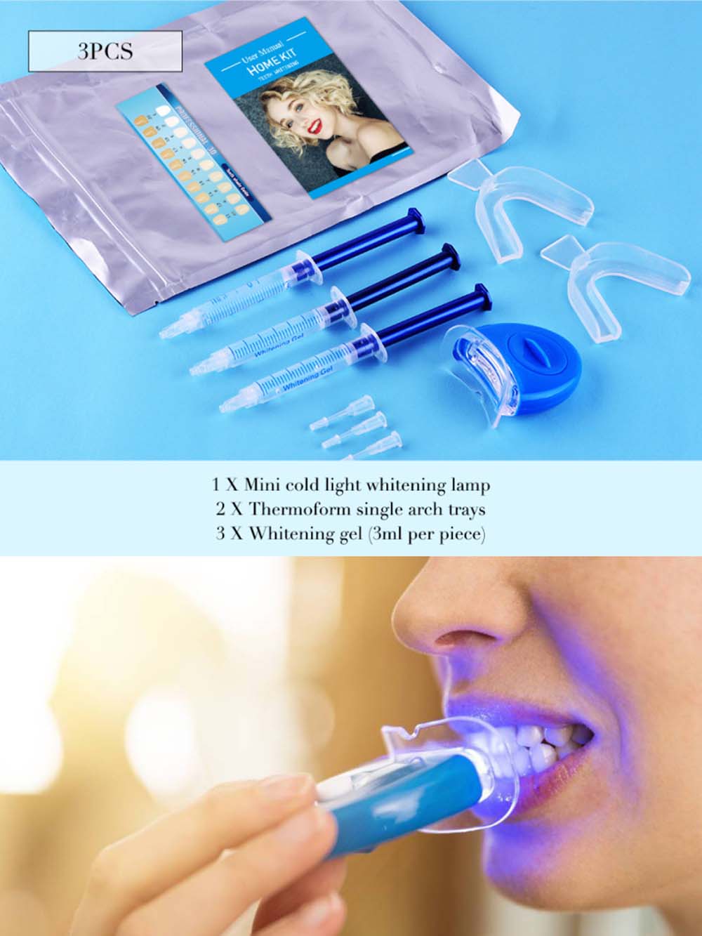 Teeth Whitening Light Kit - Высокое качество пероксид отбеливание зубов гель